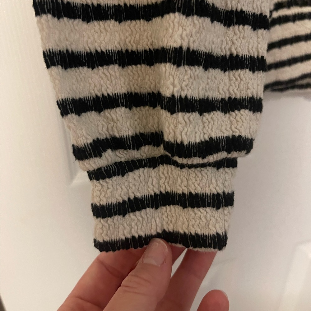TALULAH Black and Cream Striped Crew Sweater - Picture 5 of 7